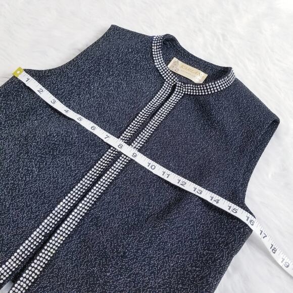 American Vintage Karlana Knit Wear Metallic Rhinestone Vest - Picture 5 of 12